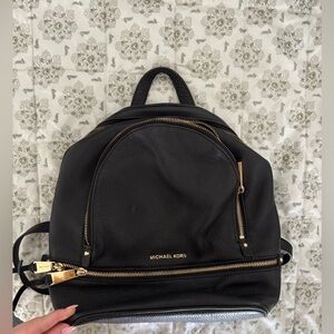 Michael Kors Black Backpack with Gold Accents